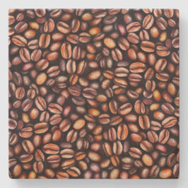 Posavasos De Piedra Patrón de dibujo de lápiz de judías de café Marrón