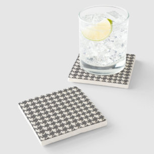 Posavasos De Piedra Patrón de dientes de perro negro y blanco