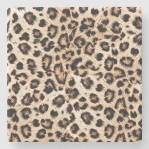 Posavasos De Piedra Patrón de diseño de leopardo: Elegancia salvaje.