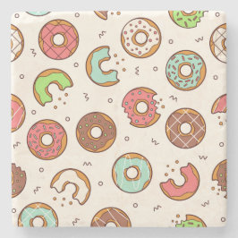 Posavasos De Piedra Patrón de Donut Retro Estilo de color