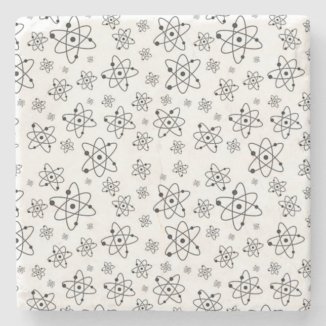 Posavasos De Piedra Patrón de edad atómica retro de átomos (Anverso)