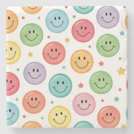 Posavasos De Piedra Patrón de Emoji Sonriente