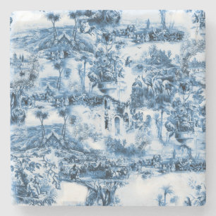 Posavasos De Piedra Patrón de escena romántica de azulejos azules de P