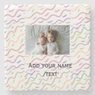 Posavasos De Piedra Patrón de espiral de acuarela colorido añadir nomb