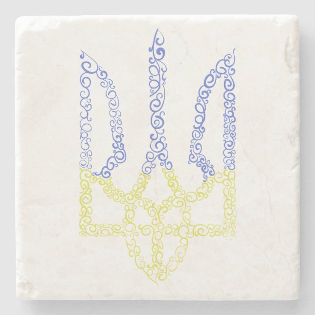 Posavasos De Piedra Patrón de espiral de tridente de trízub del escudo (Anverso)