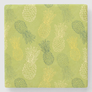 Posavasos De Piedra Patrón de esquema de piña en verde