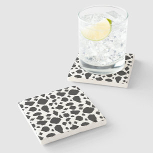 Posavasos De Piedra Patrón de estampado de vaca en blanco y negro esti