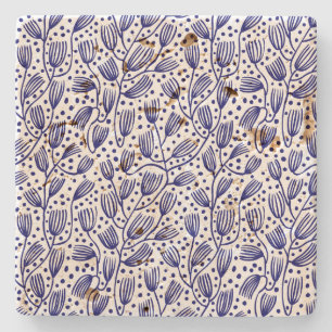 Posavasos De Piedra Patrón de estilo de tela de barras - Azul oscuro s