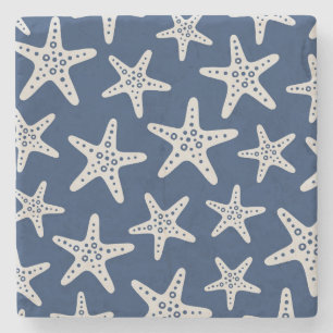 Posavasos De Piedra Patrón de Estrella de Mar Azul