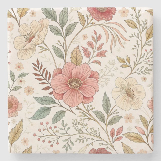 Posavasos De Piedra Patrón de flor (Anverso)