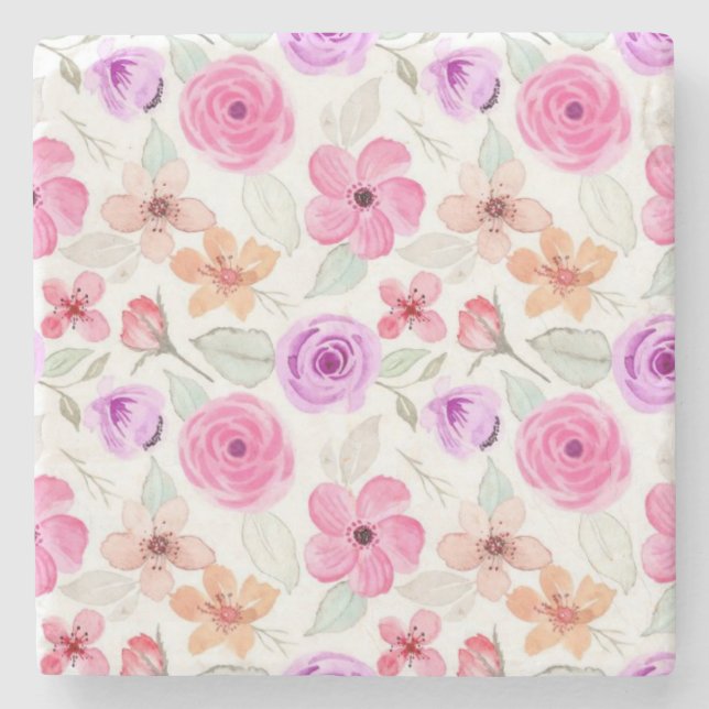 Posavasos De Piedra Patrón de flor (Anverso)