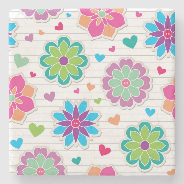 Posavasos De Piedra Patrón de flor (Anverso)