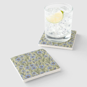 Posavasos De Piedra Patrón de flor de hierba de ojos azules