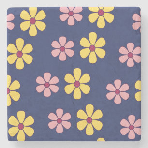 Posavasos De Piedra Patrón de flores grandes y pequeñas