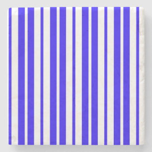 Posavasos De Piedra Patrón de franjas verticales blancas azules