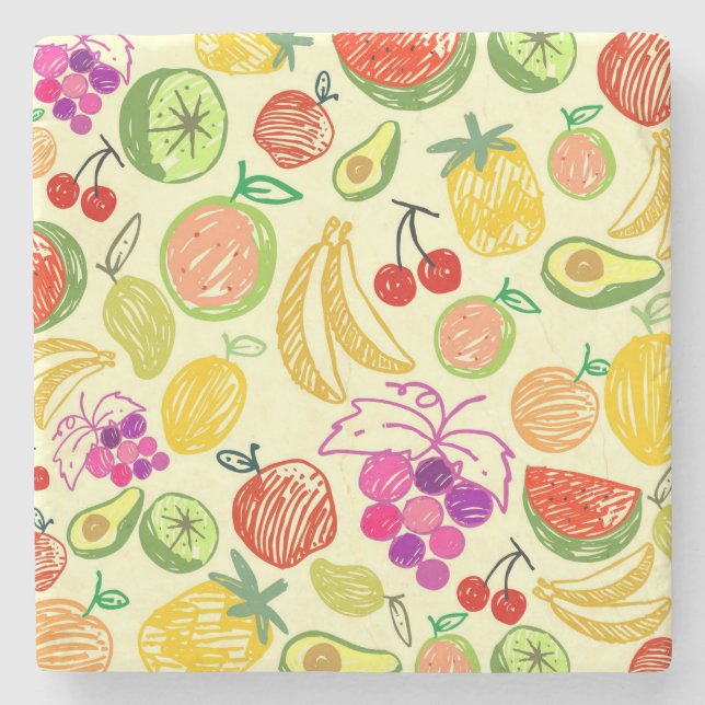 Posavasos De Piedra Patrón de frutas (Anverso)