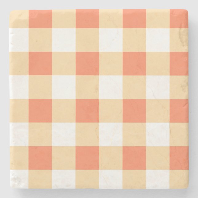 Posavasos De Piedra Patrón de Gingham (Anverso)