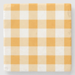 Posavasos De Piedra Patrón de Gingham amarillo