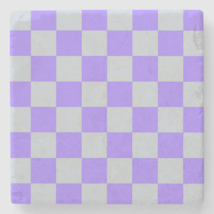 Posavasos De Piedra Patrón de Gingham de Purple Checkered