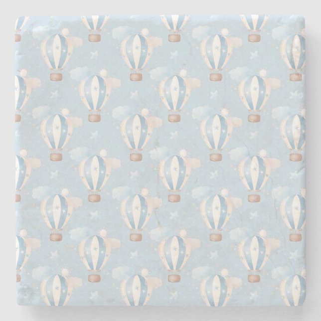 Posavasos De Piedra Patrón de globos azules (Anverso)