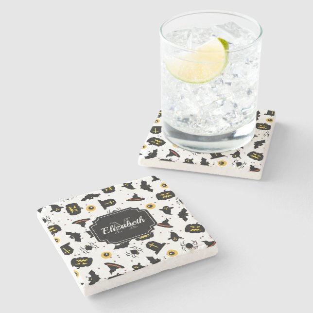 Posavasos De Piedra Patrón de Halloween (Lateral)