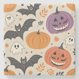 Posavasos De Piedra Patrón de Halloween y otoño