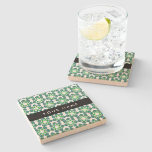 Posavasos De Piedra Patrón de Hoja, Hojas Verdes, Tu Nombre
