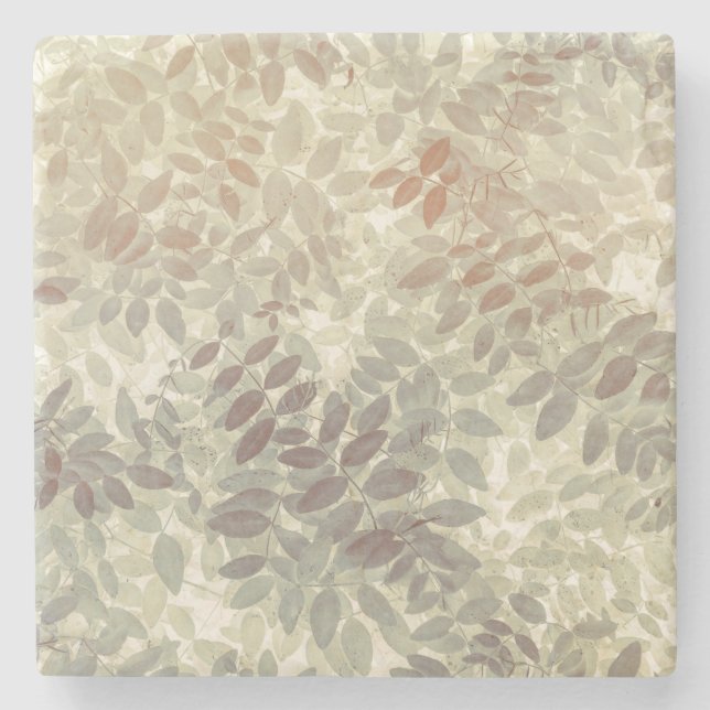 Posavasos De Piedra Patrón de hojas de vetos| Islas San Juan, WA (Anverso)