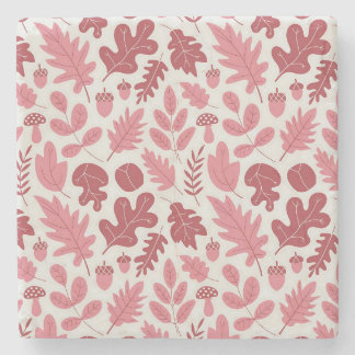 Posavasos De Piedra Patrón de hojas y maíz otoñales