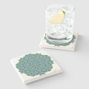 Posavasos De Piedra Patrón de hombus penrose verde y azul