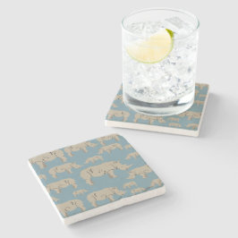 Posavasos De Piedra Patrón de Ilustracion rinoceronte