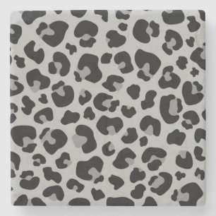 Posavasos De Piedra Patrón de impresión de piel de leopardo gris neg