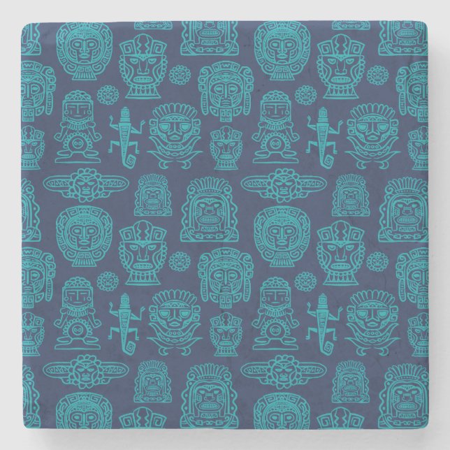 Posavasos De Piedra Patrón de inspiración azteca (Anverso)