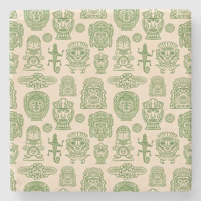Posavasos De Piedra Patrón de inspiración azteca (Anverso)