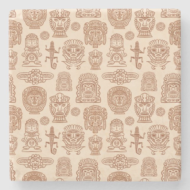 Posavasos De Piedra Patrón de inspiración azteca (Anverso)