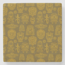 Posavasos De Piedra Patrón de inspiración azteca