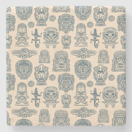 Posavasos De Piedra Patrón de inspiración azteca