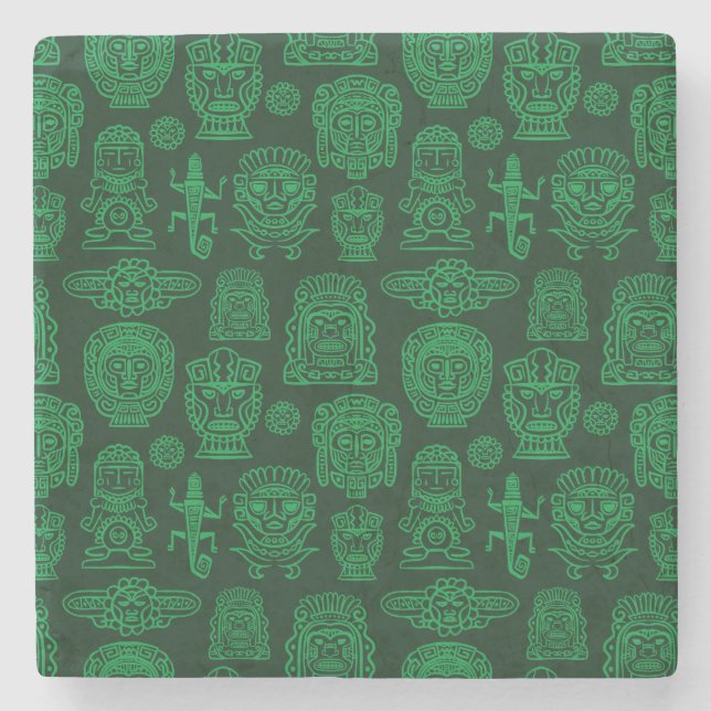 Posavasos De Piedra Patrón de inspiración azteca (Anverso)