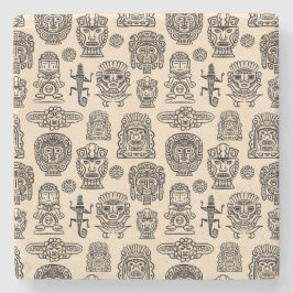 Posavasos De Piedra Patrón de inspiración azteca