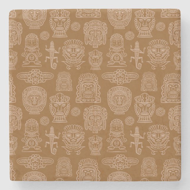 Posavasos De Piedra Patrón de inspiración azteca (Anverso)