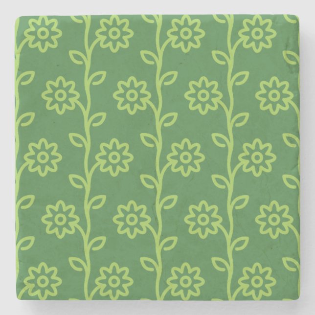 Posavasos De Piedra Patrón de jardín de flores planas (Anverso)