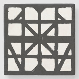 Posavasos De Piedra Patrón de la casa de media madera en alemán blanco