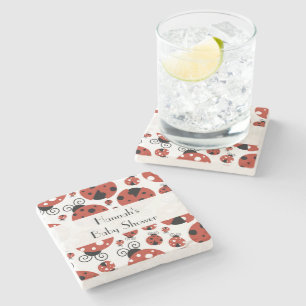 Posavasos De Piedra Patrón De Ladybugs, Ladybugs Rojos, Baby Shower