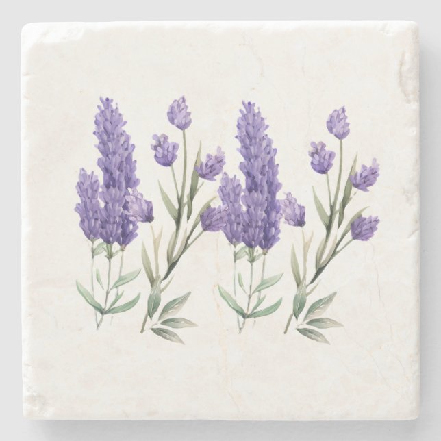 Posavasos De Piedra Patrón de lavanda francés (Anverso)