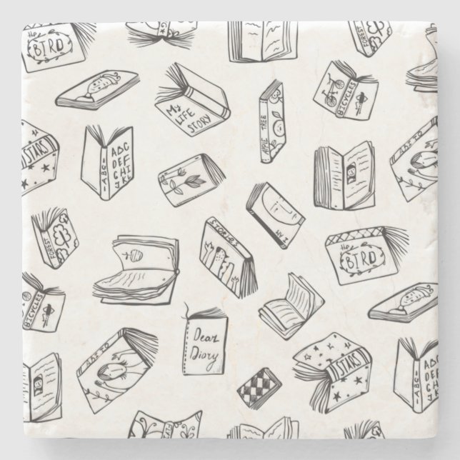 Posavasos De Piedra Patrón de libro (Anverso)