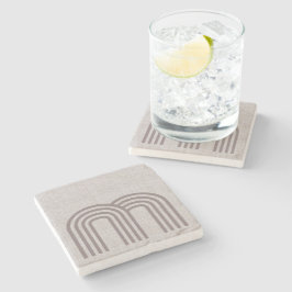 Posavasos De Piedra Patrón de línea de línea neutra moderna