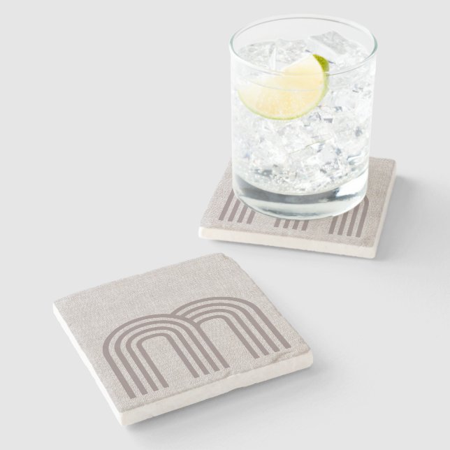 Posavasos De Piedra Patrón de línea de línea neutra moderna (Lateral)