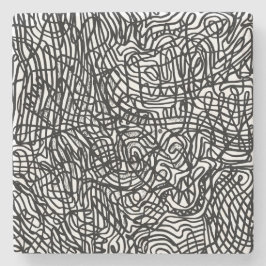 Posavasos De Piedra Patrón de líneas blancas y negras abstractas