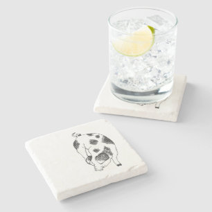 Posavasos De Piedra Patrón de manchas de vaca y cerdo dibujado a mano