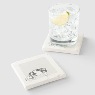 Posavasos De Piedra Patrón de manchas de vaca y cerdo dibujado a mano
